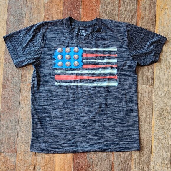 TEK GEAR Kids American Flag Baseball T-Shirt Size Medium - Picture 3 of 13